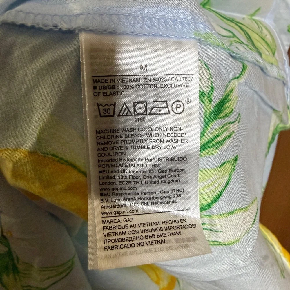 NWT- Gap Beachy Tropical Summer Lemons Novelty Prin Scoopneck Midi Dress Sz: M